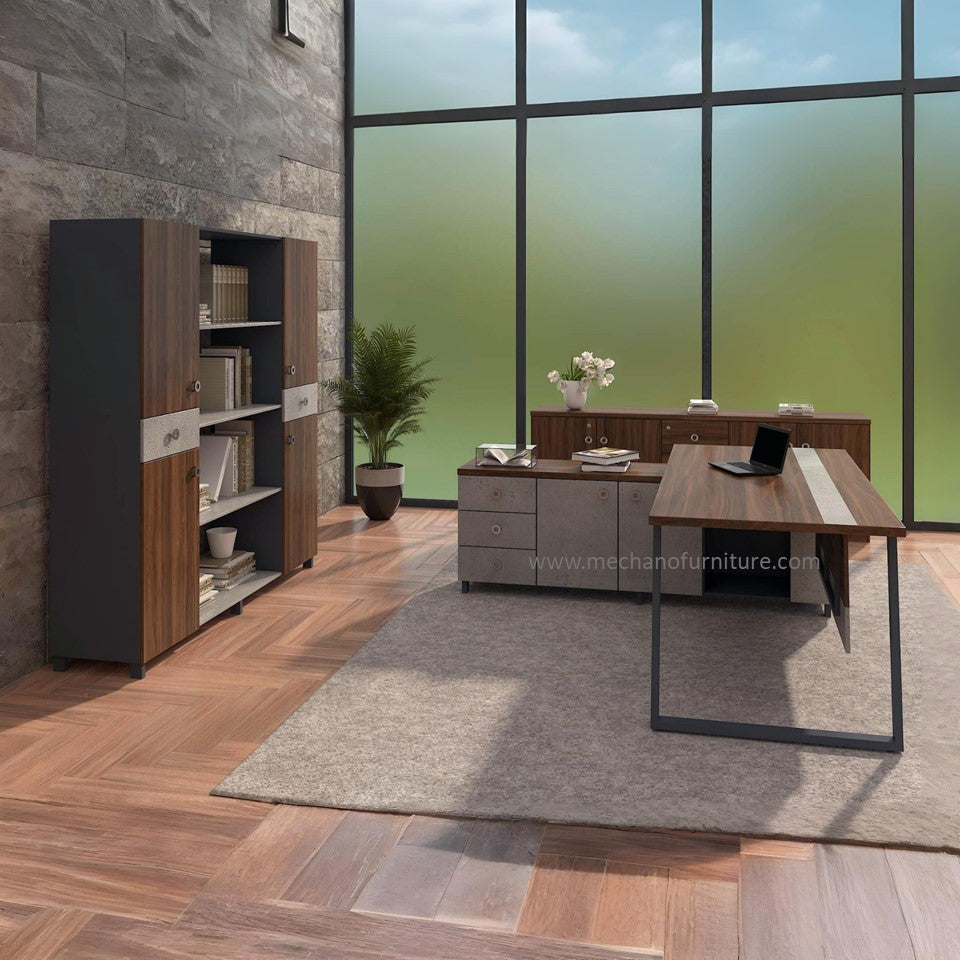 Fred Executive Table with Side Rack