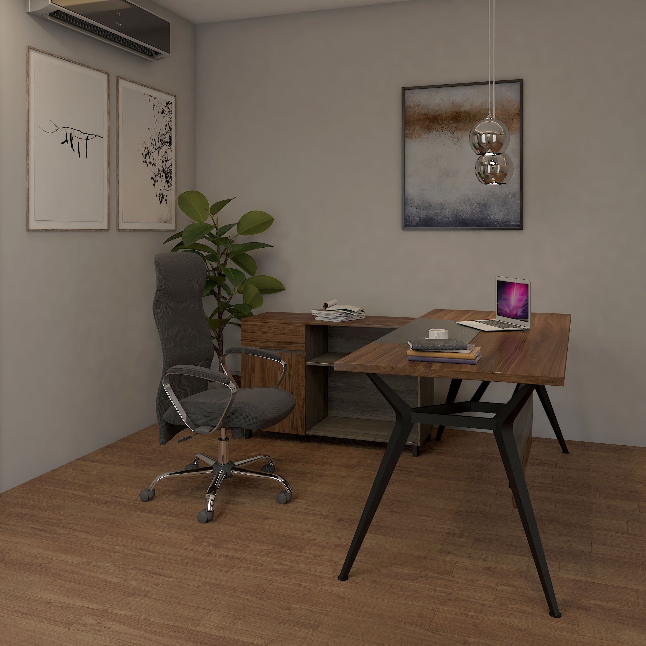 Tensile Executive Table with Side Rack
